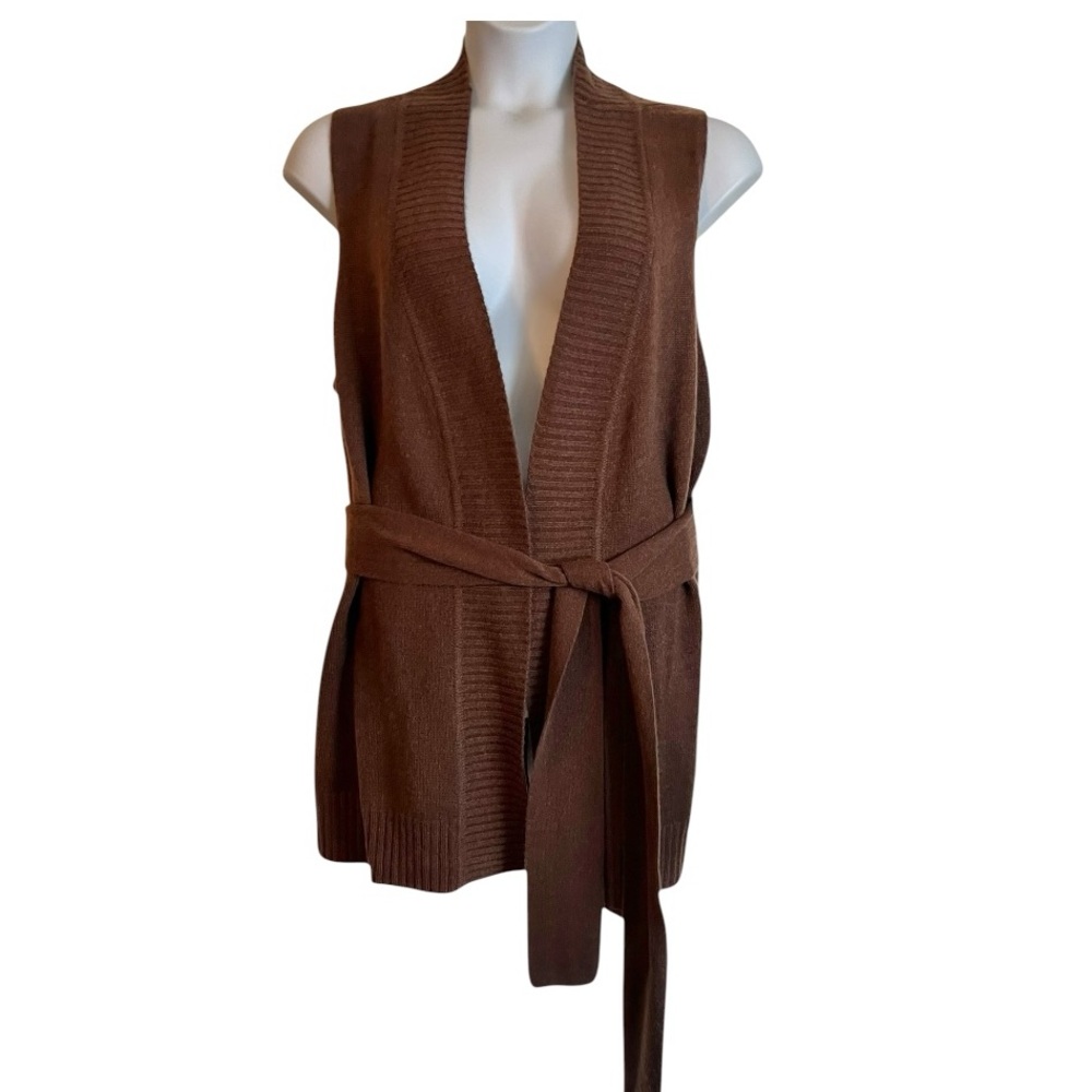 New Precious Fibers Cashmere Sweater Vest Sz 1x Chocolate Brown Easy Fit